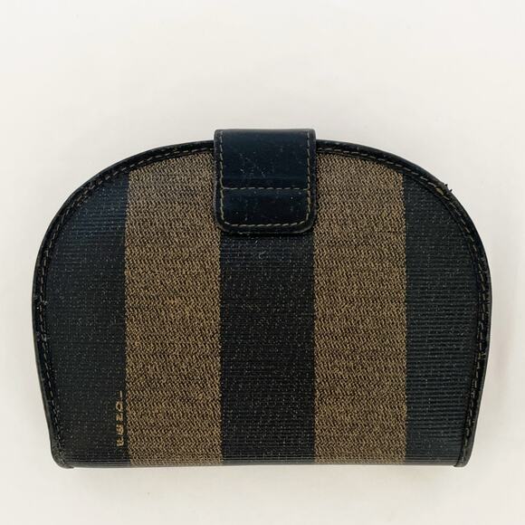 FENDI Penguin Strips Vintage Wallet Purse Canvas Leather Brown - Picture 4 of 13